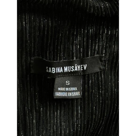 Sabina Musayev Helena Metallic Maxi Dress Black Silver Size Small - Picture 9 of 11